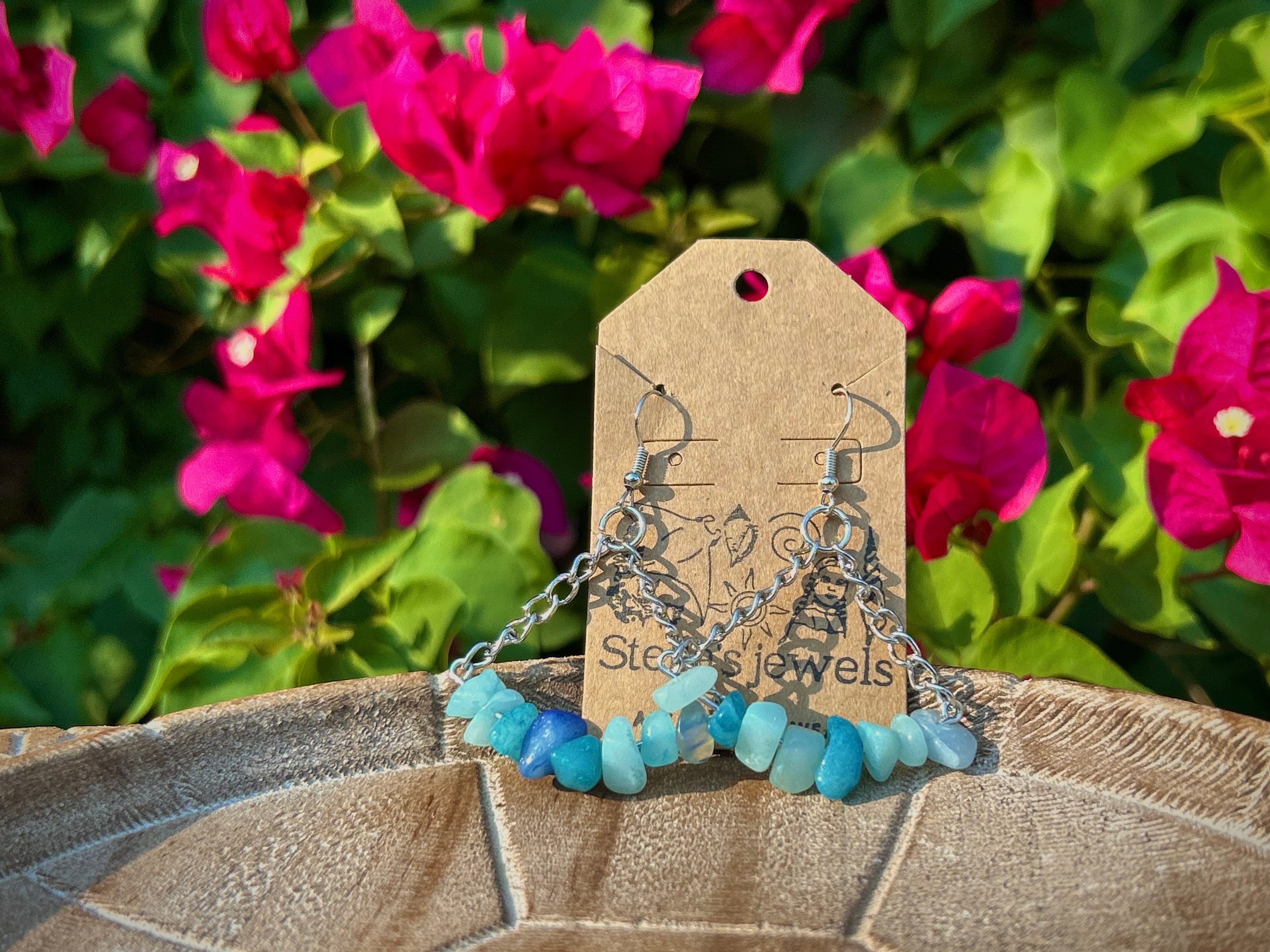 Chained in aquamarine earrings
