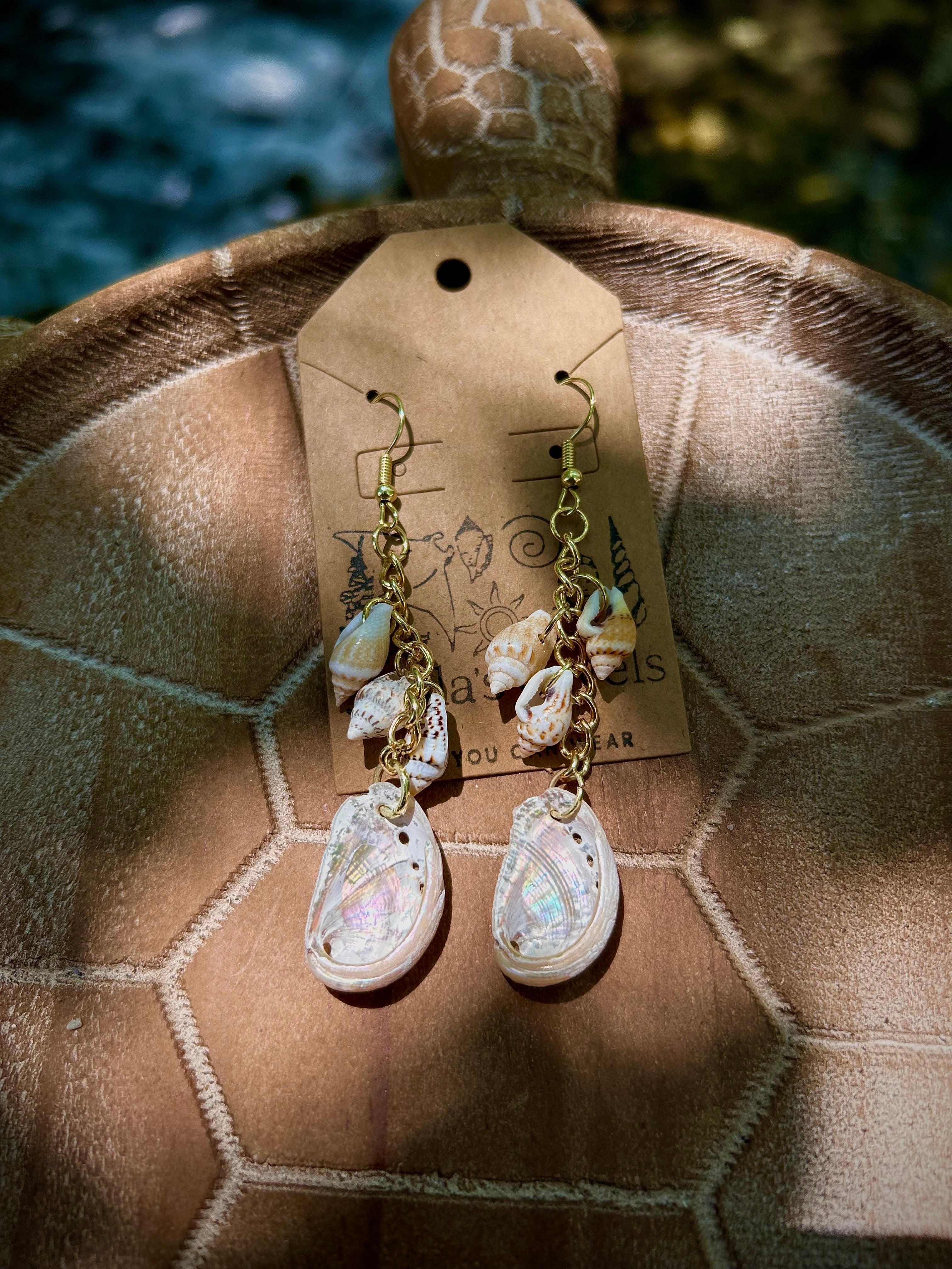 Abalone shell cluster earrings