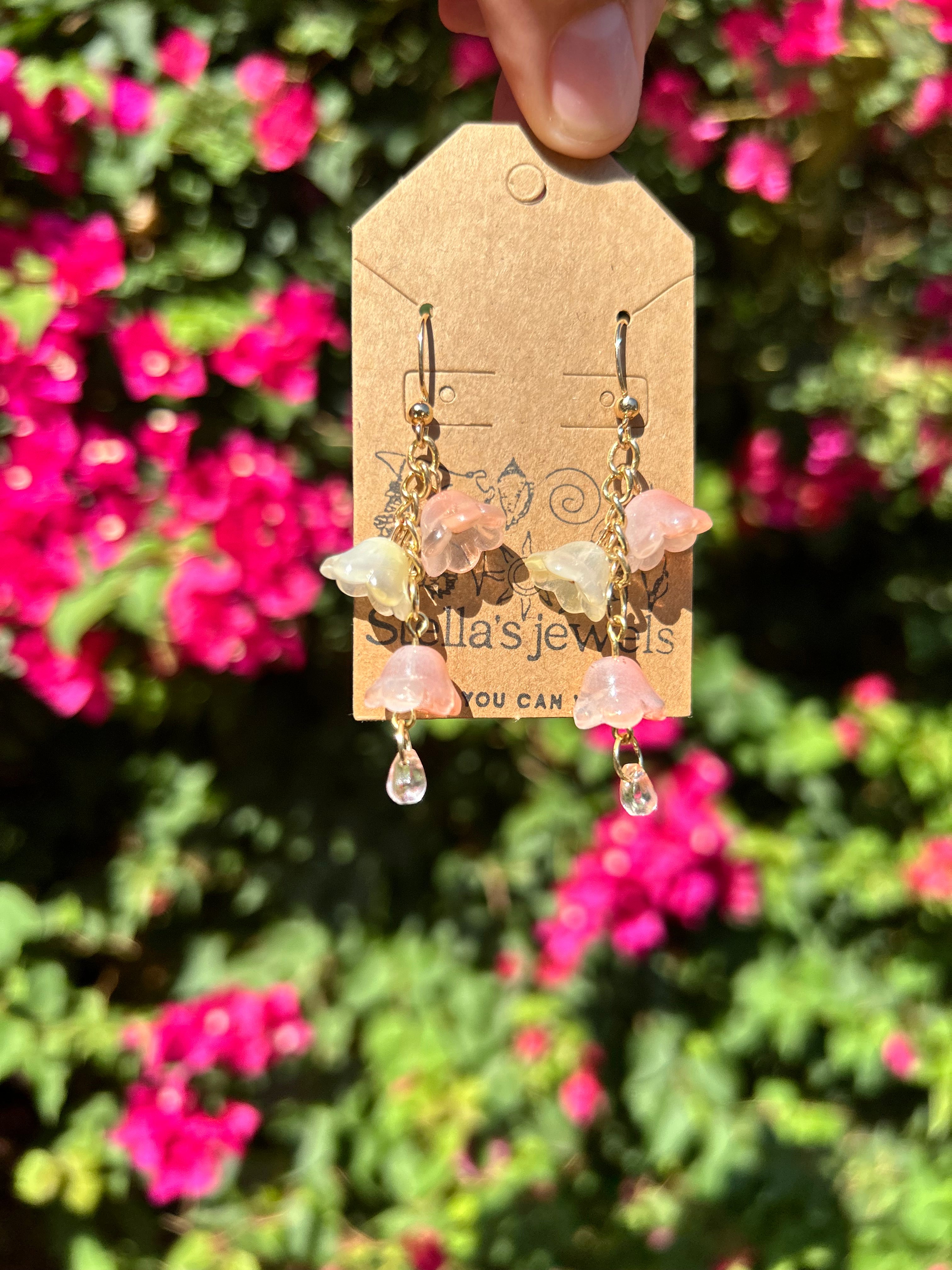 Orange rainy flower earrings