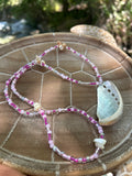 Pink beaded abalone shell necklace