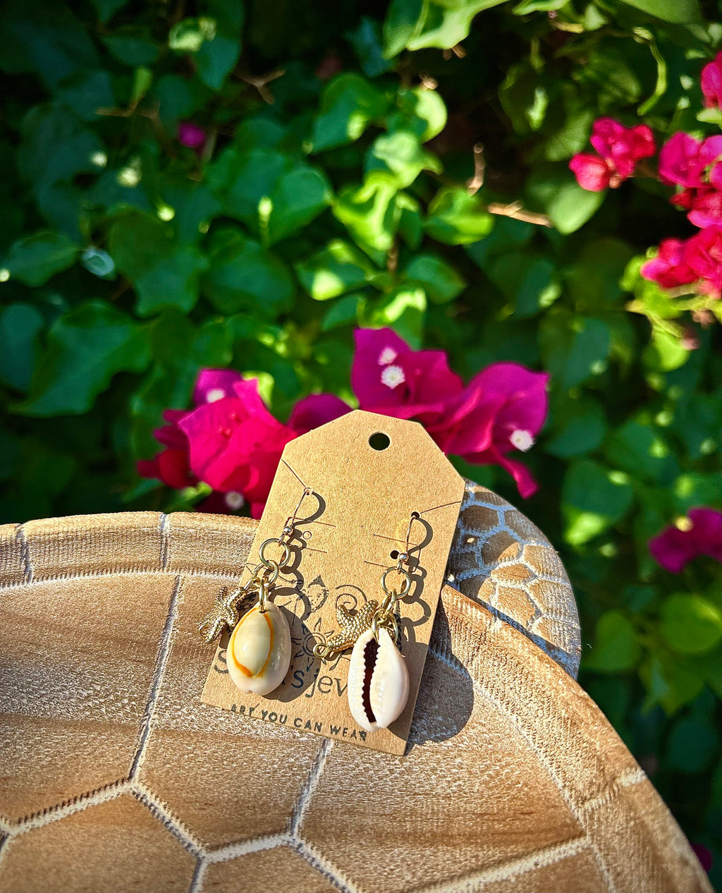 Cowrie star earrings (gold)